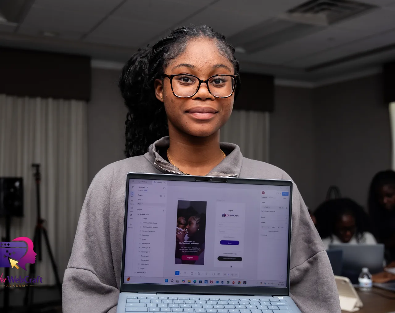 A Cohort 1 student showing the website she built
